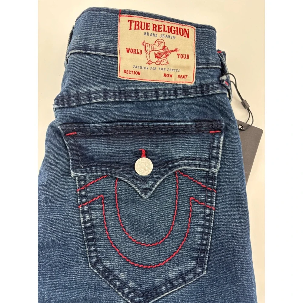 True Religion Geno Big T Flap Slim Jeans Dark Shivering Wash Mens 30x30 701182